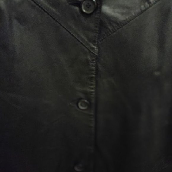 Vintage 90s PELLE New York Milano Genuine Leather Long Coat Size M - Picture 6 of 12